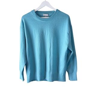 J Crew Cashmere Light Blue Crew Neck Sweater Size Medium